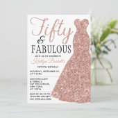 エレガントグリッター |フィフティ&ファブラス誕生日 招待状 (スタンド正面)