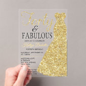 エレガントグリッター |フォーティ&ファブラス誕生日 アクリル招待状 (インサイチュ (ポータブル))