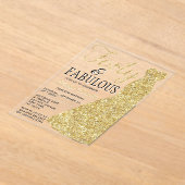 エレガントグリッター |フォーティ&ファブラス誕生日 アクリル招待状 (レイダウン)