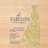 エレガントグリッター |フォーティ&ファブラス誕生日 アクリル招待状 (正面)