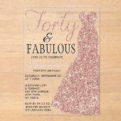 エレガントグリッター |フォーティ&ファブラス誕生日 アクリル招待状 (正面)