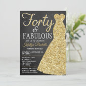エレガントグリッター |フォーティ&ファブラス誕生日 招待状 (スタンド正面)