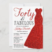エレガントグリッター |フォーティ&ファブラス誕生日 招待状 (正面)