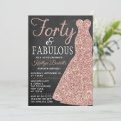 エレガントグリッター |フォーティ&ファブラス誕生日 招待状 (スタンド正面)