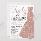 エレガントグリッター |フォーティ&ファブラス誕生日 招待状 (正面)