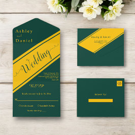 エレガントグリモダンンと金ゴールドファンシーシック結婚ズ オールインワン招待状