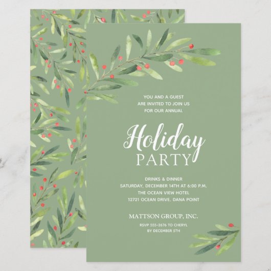 エレガントグリーナリーバジェット招待状 (正面/裏面)