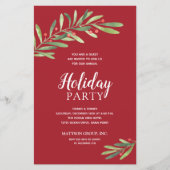エレガントグリーナリーバジェット赤ホリデー招待状 (正面)
