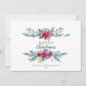 エレガントグリーナリーバーガンディヴィンテージホリデーカード シーズンカード (正面)