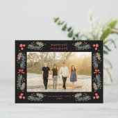 エレガントグリーナリーホリデーフレームホリデーカード シーズンカード (スタンド正面)