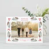 エレガントグリーナリーホリデーフレームホリデーカード シーズンカード (スタンド正面)