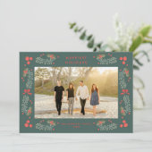 エレガントグリーナリーホリデーフレームホリデーカード シーズンカード (スタンド正面)