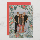 エレガントグリーナリーホリデーフレームホリデーカード シーズンカード (正面/裏面)