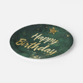 エレガントグリーンとフェイク金ゴールド誕生日紙プレート ペーパープレート (アングル)