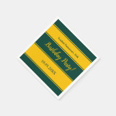 エレガントグリーンと金ゴールドストライプのモダン誕生日 スタンダードカクテルナプキン (角)