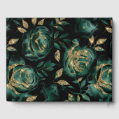 エレガントグリーンと金ゴールドバラの結婚フローラ ゲストブック (裏面)