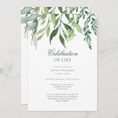 エレガントグリーンのお別れとライフセレブレーション 招待状 (正面/裏面)