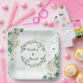 エレガントグリーンウォーター結婚スプラッシュ紙プレート ペーパープレート (パーティー)