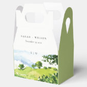 エレガントグリーンウォーター色の国の側ヒルズ結婚 フェイバーボックス (オープン)