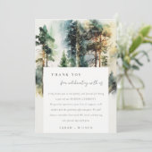 エレガントグリーンウォーター色ウッドランド結婚フォレスト サンキューカード (スタンド正面)