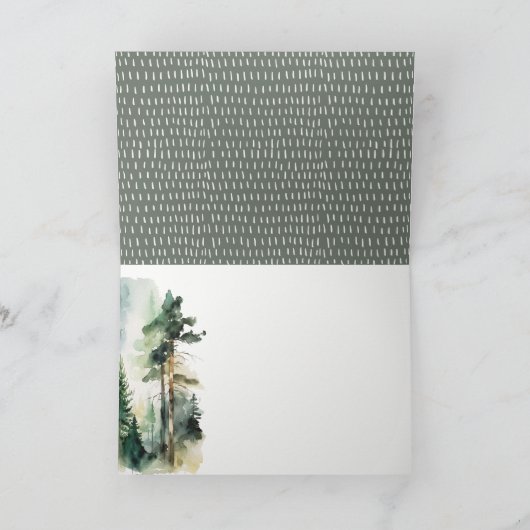 エレガントグリーンウォーター色ウッドランド結婚フォレスト サンキューカード (内部)