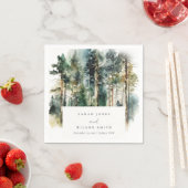 エレガントグリーンウォーター色ウッドランド結婚フォレスト スタンダードカクテルナプキン (インサイチュ)