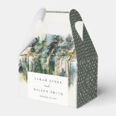 エレガントグリーンウォーター色ウッドランド結婚フォレスト フェイバーボックス (裏面サイド)
