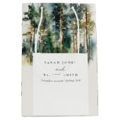 エレガントグリーンウォーター色ウッドランド結婚フォレスト ミディアムペーパーバッグ (正面)