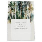 エレガントグリーンウォーター色ウッドランド結婚フォレスト ミディアムペーパーバッグ (裏面)