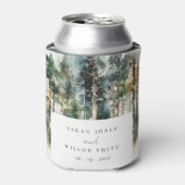 エレガントグリーンウォーター色ウッドランド結婚フォレスト 缶クーラー (缶正面)