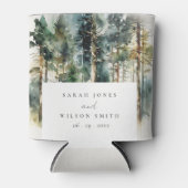 エレガントグリーンウォーター色ウッドランド結婚フォレスト 缶クーラー (正面)