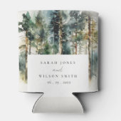 エレガントグリーンウォーター色ウッドランド結婚フォレスト 缶クーラー (裏面)