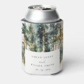 エレガントグリーンウォーター色ウッドランド結婚フォレスト 缶クーラー (缶裏面)