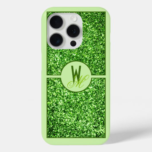 エレガントグリーンスパンコールモノグラム Case-Mate iPhoneケース (裏面)
