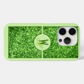エレガントグリーンスパンコールモノグラム Case-Mate iPhoneケース (裏面 (横))