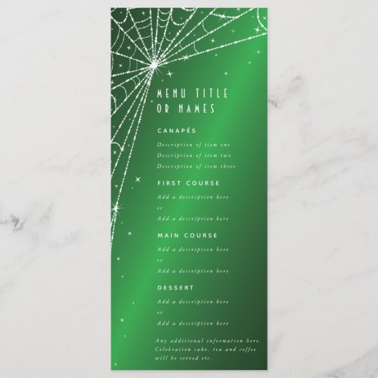 エレガントグリーンダイヤモンドスパイダーウェブフラット4コース メニュー (正面)