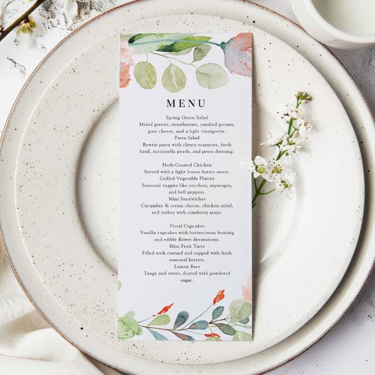 エレガントグリーンフラワーガーデンブライダルシャワーランチ メニュー