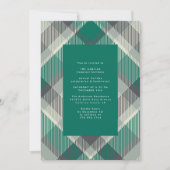エレガントグリーンプレイドクリスマスホリデーパーティー 招待状 (正面)