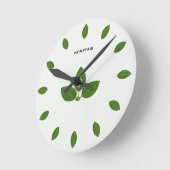 エレガントグリーンベイツリー葉 ラウンド壁時計 (傾斜)