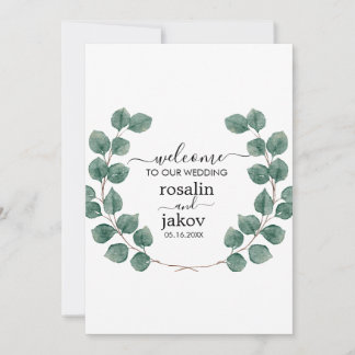 エレガントグリーンボタニカルウェディング 招待状