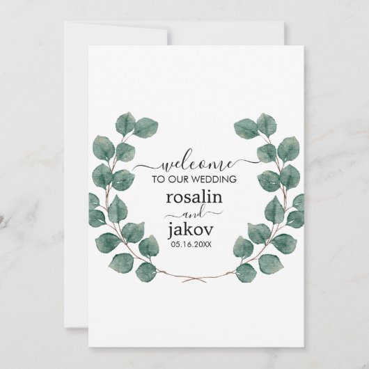 エレガントグリーンボタニカルウェディング 招待状 (正面)