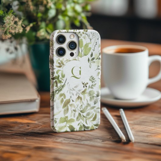 エレガントグリーンボタニカル｜イニシャルモノグラム Case-Mate iPhoneケース