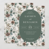 エレガントグリーンボタニカル 招待状 (正面/裏面)