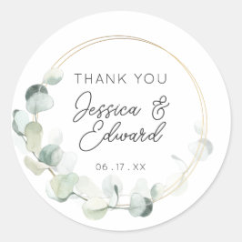 エレガントグリーンリーサンキュー結婚式の引き出物モダン ラウンドシール