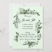 エレガントグリーンリーフラット結婚式招待状 セーブザデート (正面)