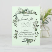エレガントグリーンリーフラット結婚式招待状 セーブザデート (スタンド正面)
