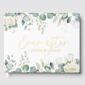 エレガントグリーンリーフローラ結婚ブライダルのゲストブック ゲストブック (正面)