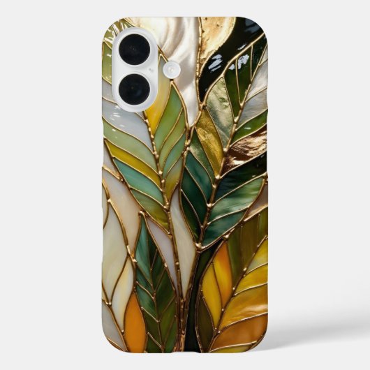 エレガントグリーンリーフiPhoneケース ミニマルボタニカル Case-Mate iPhoneケース (裏面)