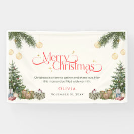 エレガントグリーン水彩メリークリスマスバナー 横断幕