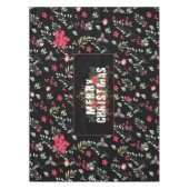 エレガントグリーン離れ金ゴールドとレッドホリーベリー テーブルクロス (正面)